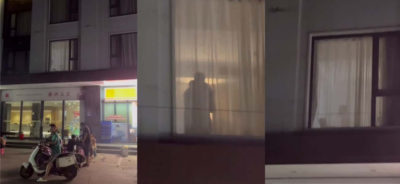 落地窗前现场直播演艺激战性爱 广西北海市海城区渔港别岛酒店情侣做爱被直播围观