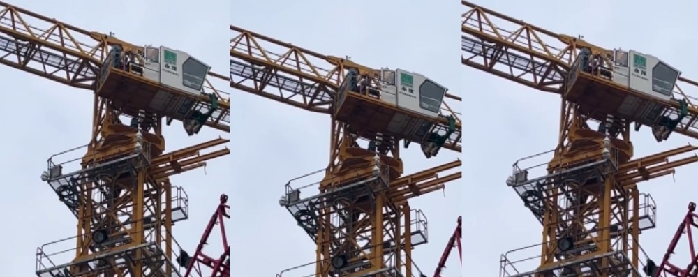 人在吊机走 逼从天上来 辽宁省抚顺永茂建机吊机师傅与工地少妇高空激战视频曝光