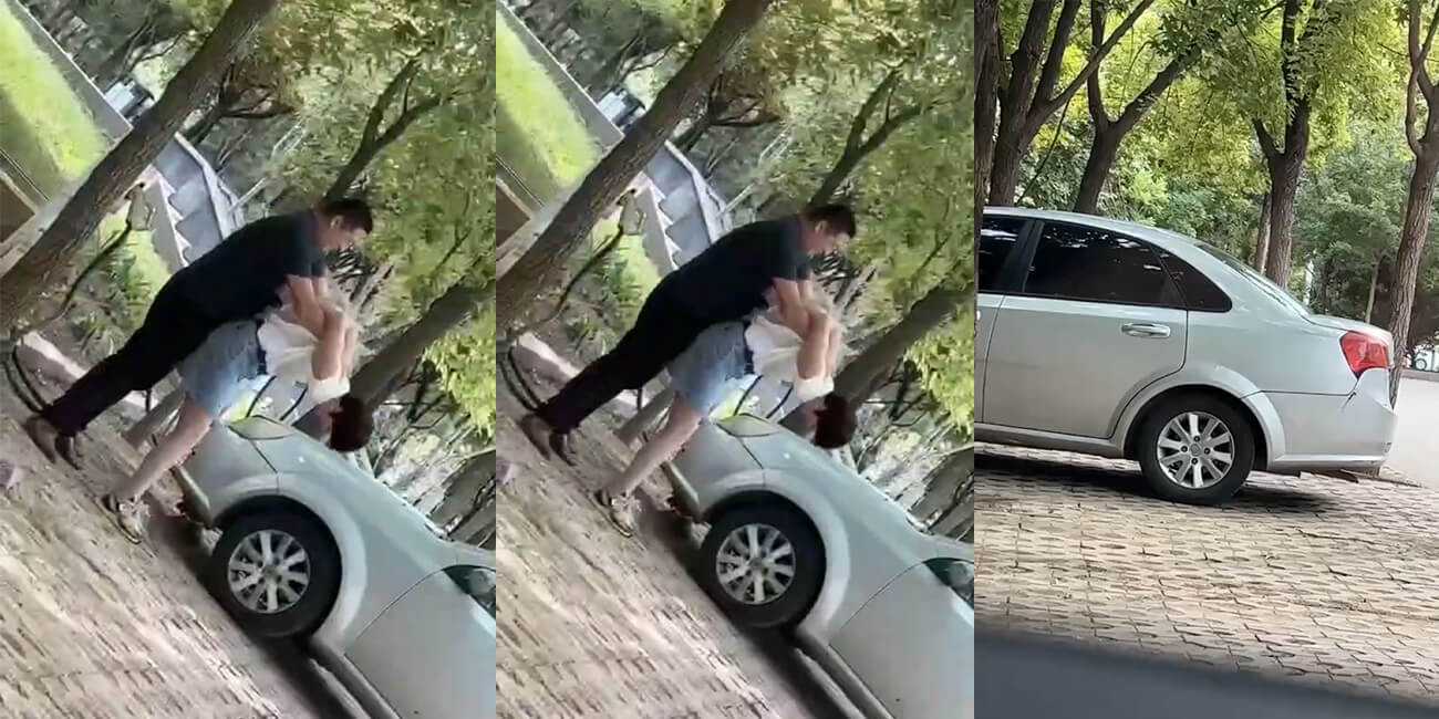 小破车摇啊摇 摇到外婆桥!!!情侣打情骂俏出真爱 拉上车就开始疯狂摇摆 车震被偷拍视频流出