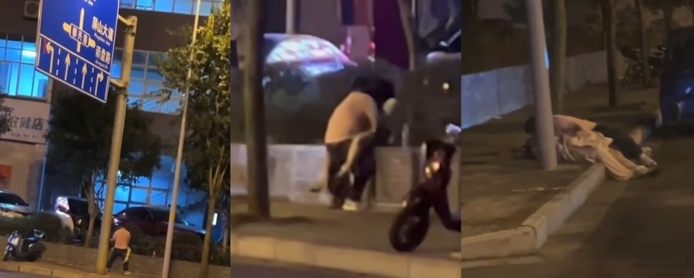 广西柳州惊现街边造小人 男女激情户外做爱被拍 坐标柳兴路屏山大道