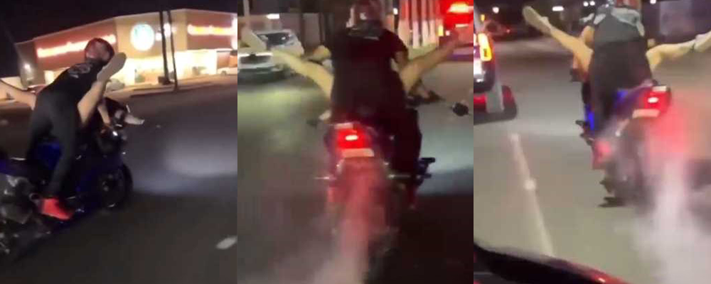 旁边还有警车开道 一对情侣边飙机车边打炮完全诠释佛罗里达不养闲人至理名言