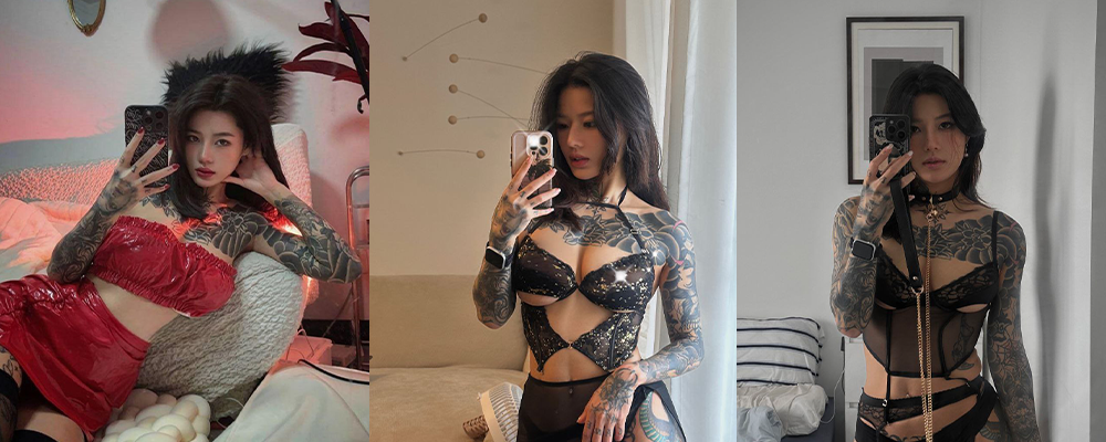 夸张的纹身带来别样的视觉冲击 广州巨乳夜店dj约炮视频流出