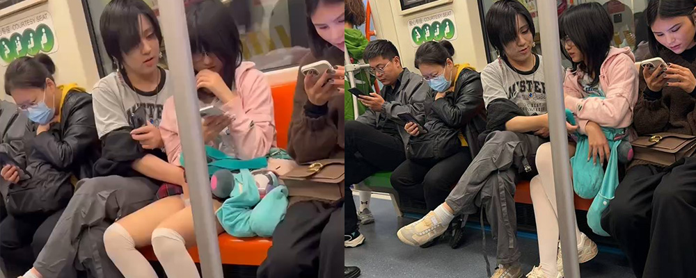 地铁惊现抠逼圣手 二次元情侣地铁上忘情摸逼现场视频曝光