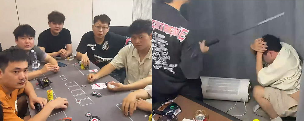球棒敲脑袋怕是要投胎 山东济南龙洞风景区地下赌场精神小伙抽水争端引发血腥冲突上门干架视频曝光