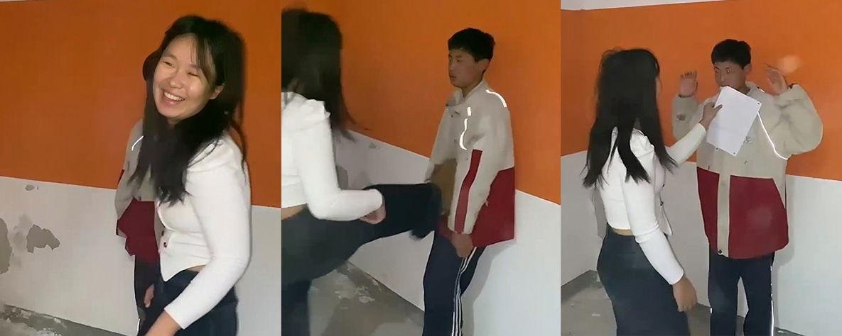 2025开年霸凌开篇 山东高唐县时风中学校园霸凌 女生打男生脚踢鸡巴
