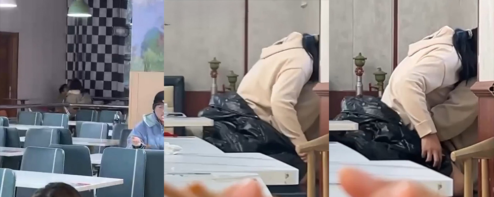 吃饱了饭还想吃奶子 江苏师范大学赵瑞和男友在食堂公然摸奶搓逼 在角落做爱啪啪 不料被录下曝光