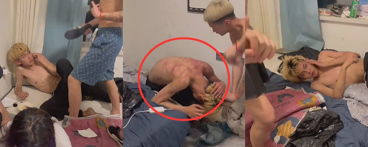 黄毛何苦为难黄毛一群精神小伙小妹围殴霸凌黄毛 全身被打全是血痕 真是惨惨惨