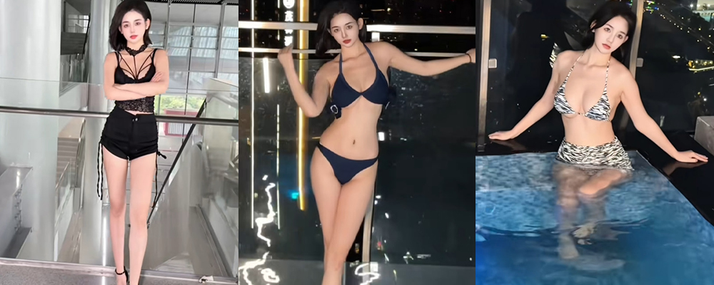 抖音车展模特蕾贝卡直播闪现漏点 房间内故意走光吸引眼球 饱满巨乳瞬间溢出屏幕