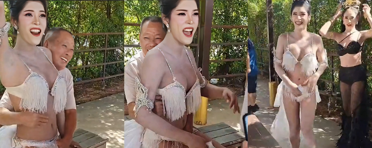 惊 泰国美人妖公然调戏中国老大爷 大爷误以为人妖是妹子却被其巨根吓软 尴尬场面让人哭笑不得