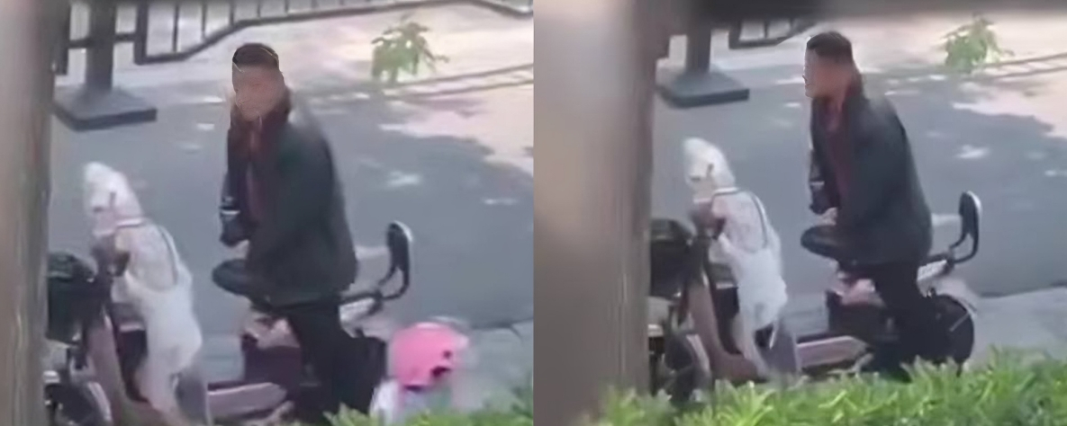 猎奇 变态痴汉地铁站旁暴操女神粉色电瓶车 幻想这是女神常坐的座驾 意淫自己与女神亲密接触