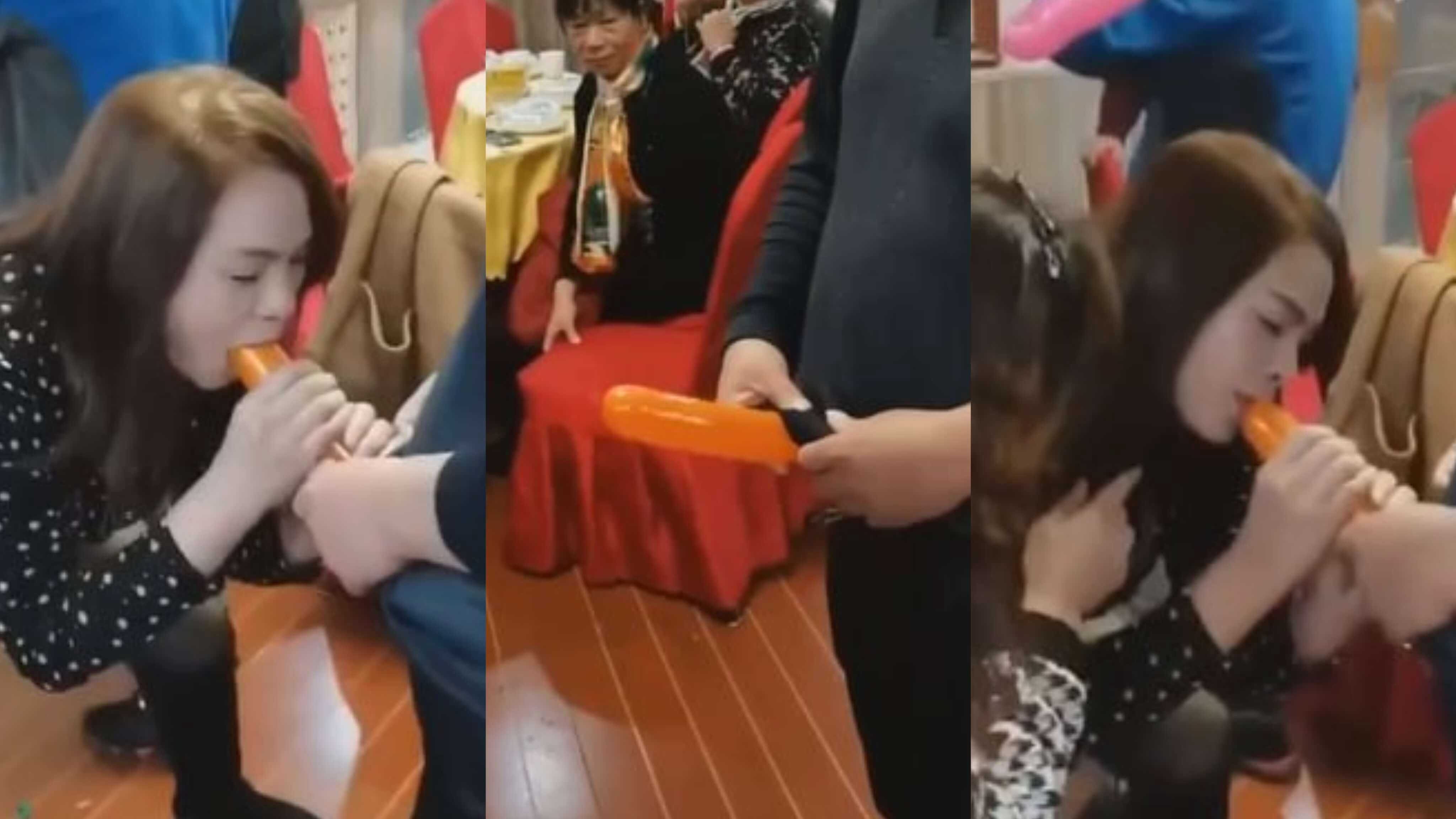 大爷聚餐再次见到曾经的白月光 借由游戏让她口气球鸡巴来弥补遗憾
